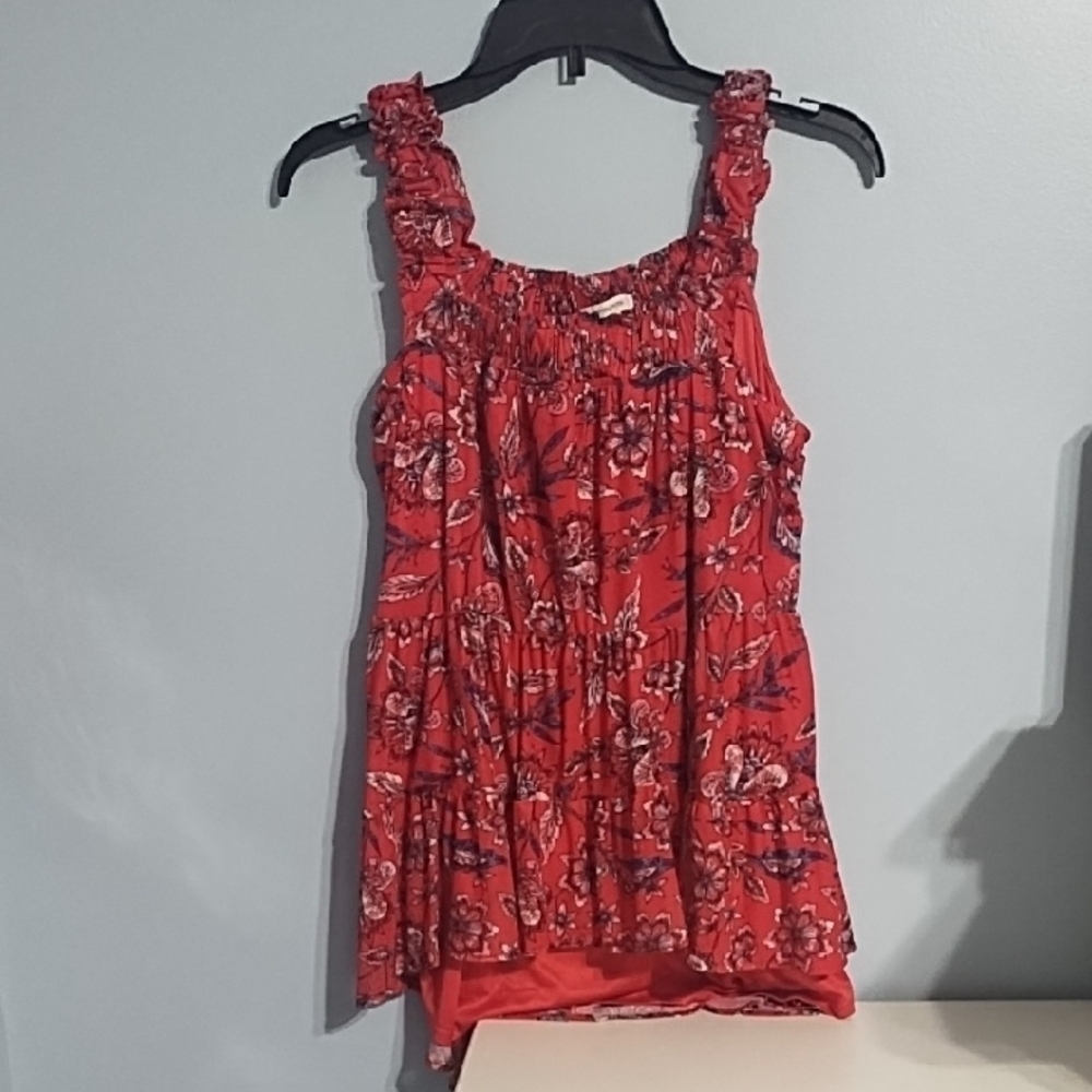 Maurices Red and Black Ruffled Tank